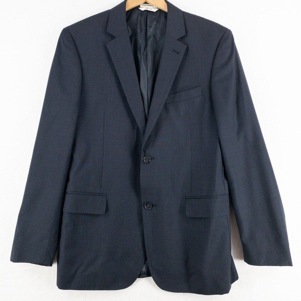 Jhane Barnes Blazer Jacket Mens 40R Blue 100% Wool Two Button Athletic Fit